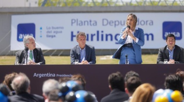 Fernández, Galmarini y Katopodis inauguraron nuevo módulo de Planta Depuradora en Hurlingham