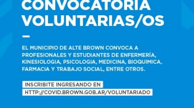 Brown: El municipio convoca a voluntarios para contener el avance del COVID-19