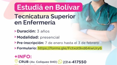 Bolívar: se encuentra abierta la inscripción a la tecnicatura superior en enfermería