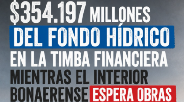 Denuncian que hay M$354.197 del Fondo Hídrico en la timba mientras el interior bonaerense espera obras